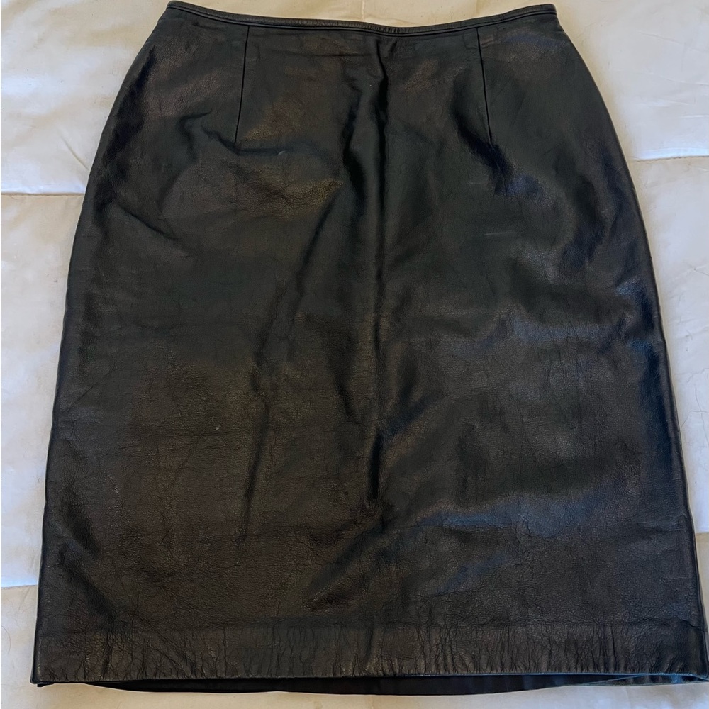 Lauren Ralph Lauren Black Leather Pencil Skirt